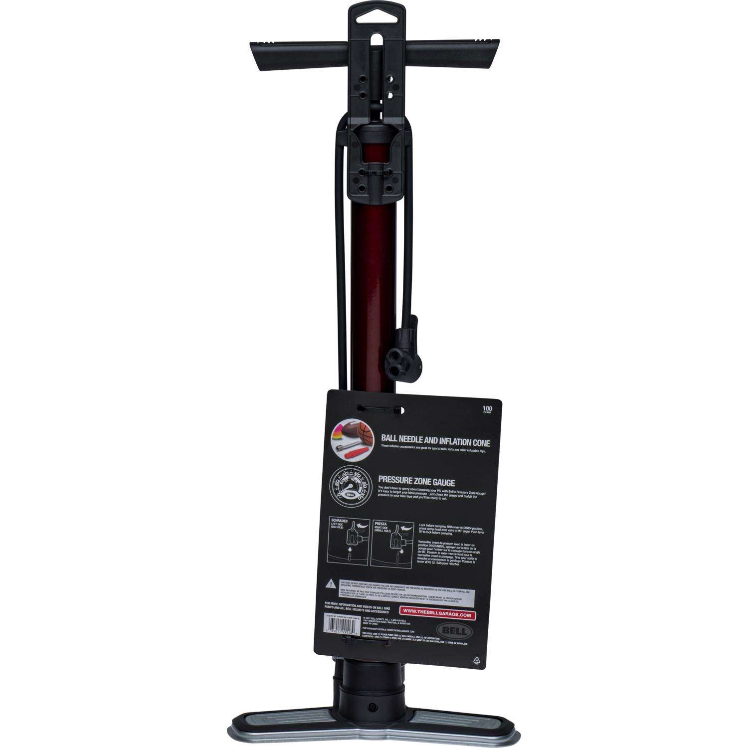 Bell Sports Zephyr 550 Steel Bicycle Floor Pump Maroon