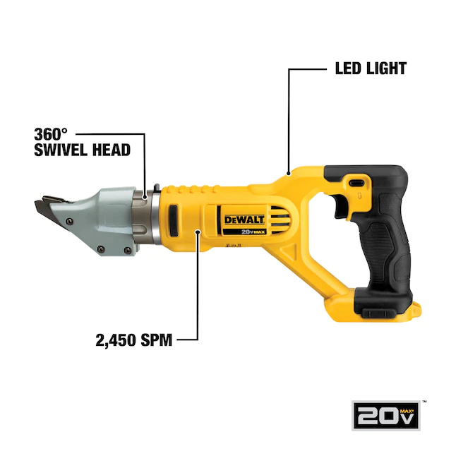 DEWALT DCS494B 20-Volt MAX Cordless 14-Gauge Swivel Head Double Cut Shears (Tool-Only)