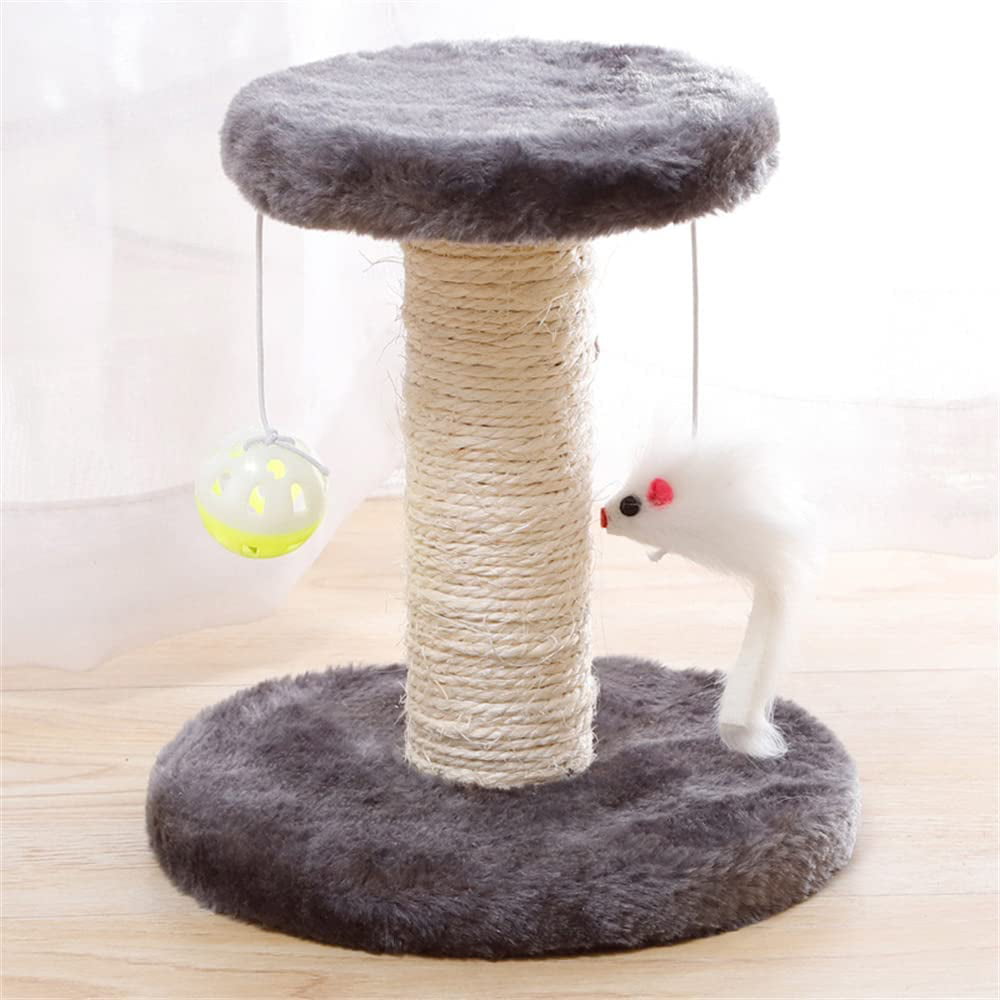 Cat Scratching Post Cat Scratcher with Hanging Ball and Mouse，Sisal Scratch Pole Claw Scratcher Cat Activity Toys for Kittens and Small Cats Indoor Climbing Playing