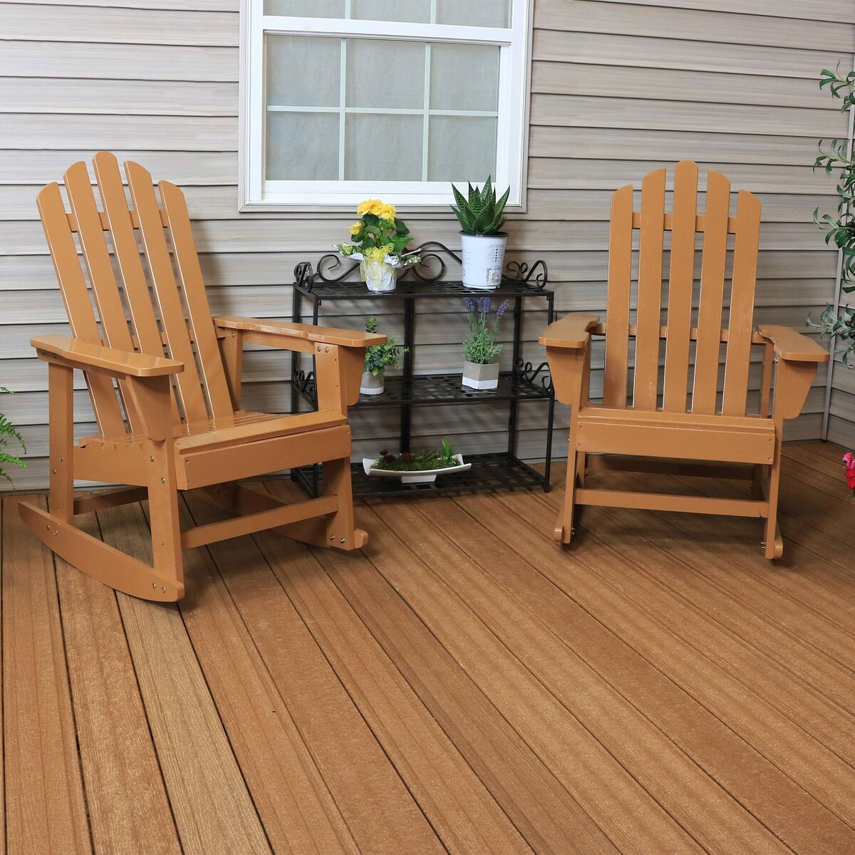 Ultimate Patio Classic 2-Piece Wooden Adirondack Rocking Chair Set