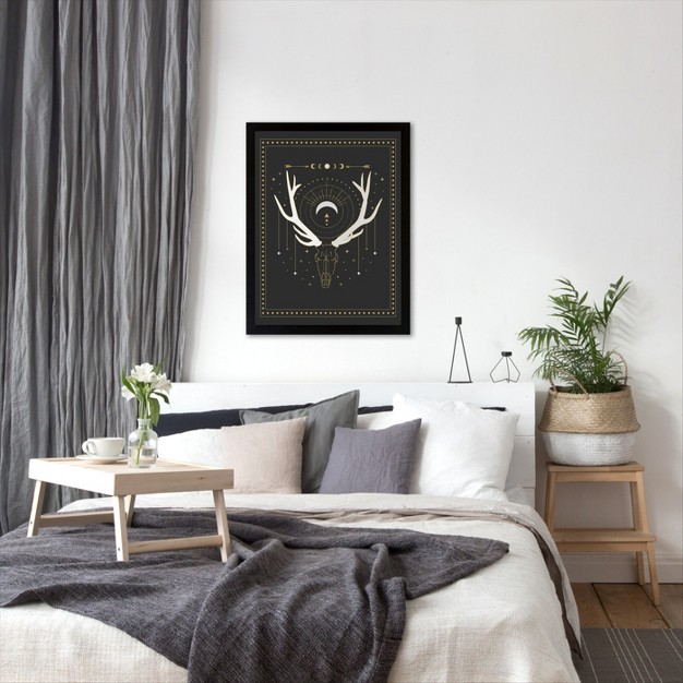 Americanflat Minimalist Mystical Deer By Emanuela Carratoni Black Frame Wall Art