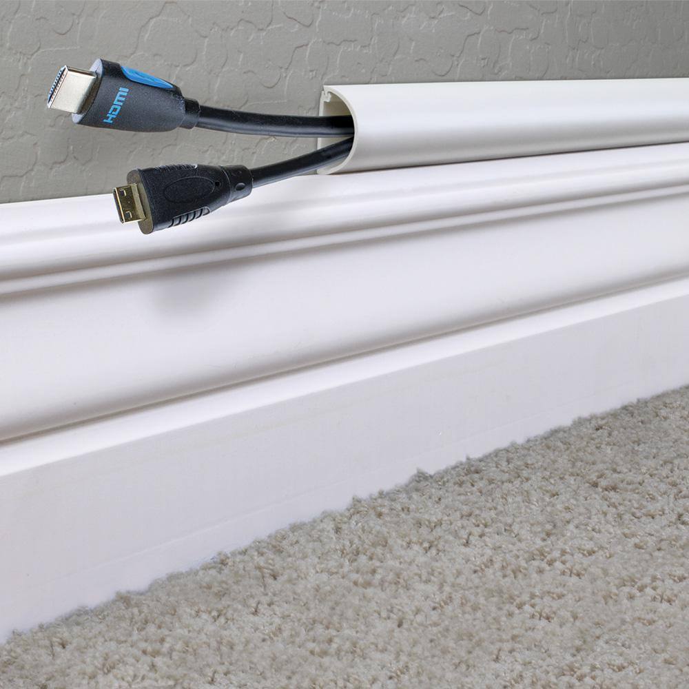 Commercial Electric 5 ft. 12 Round Baseboard Cord Channel White A50-5W