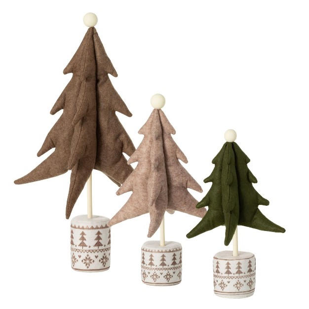 12 5 quot h 15 quot h And 20 quot h Sullivans Fun Fabric Christmas Tree Set Of 3 Christmas Decor Multicolored