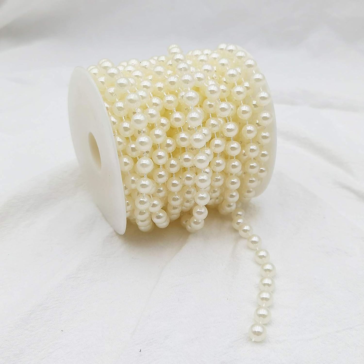 8mm Faux Pearl Beads Garland Pearl Bead Roll Strand For Wedding Party Decoration (ivory， 10m)