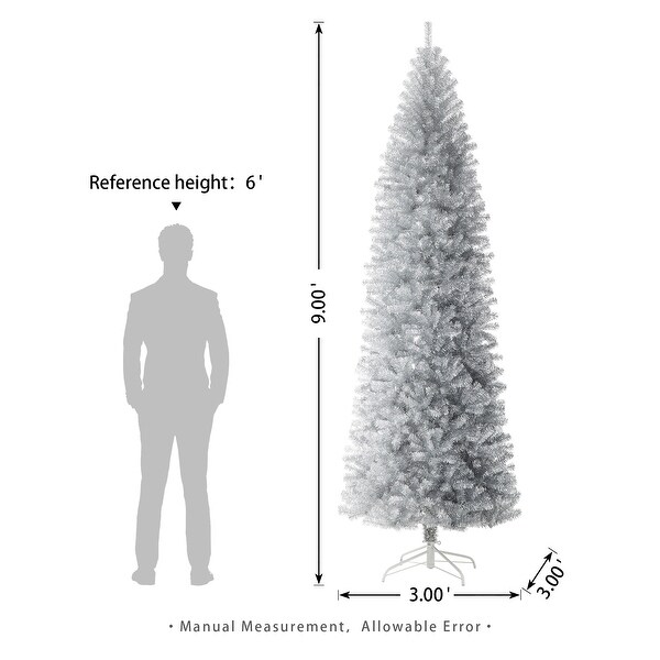 Glitzhome 7.5FT/9FT Black/Silver Unlit Tinsel Artificial Christmas Trees