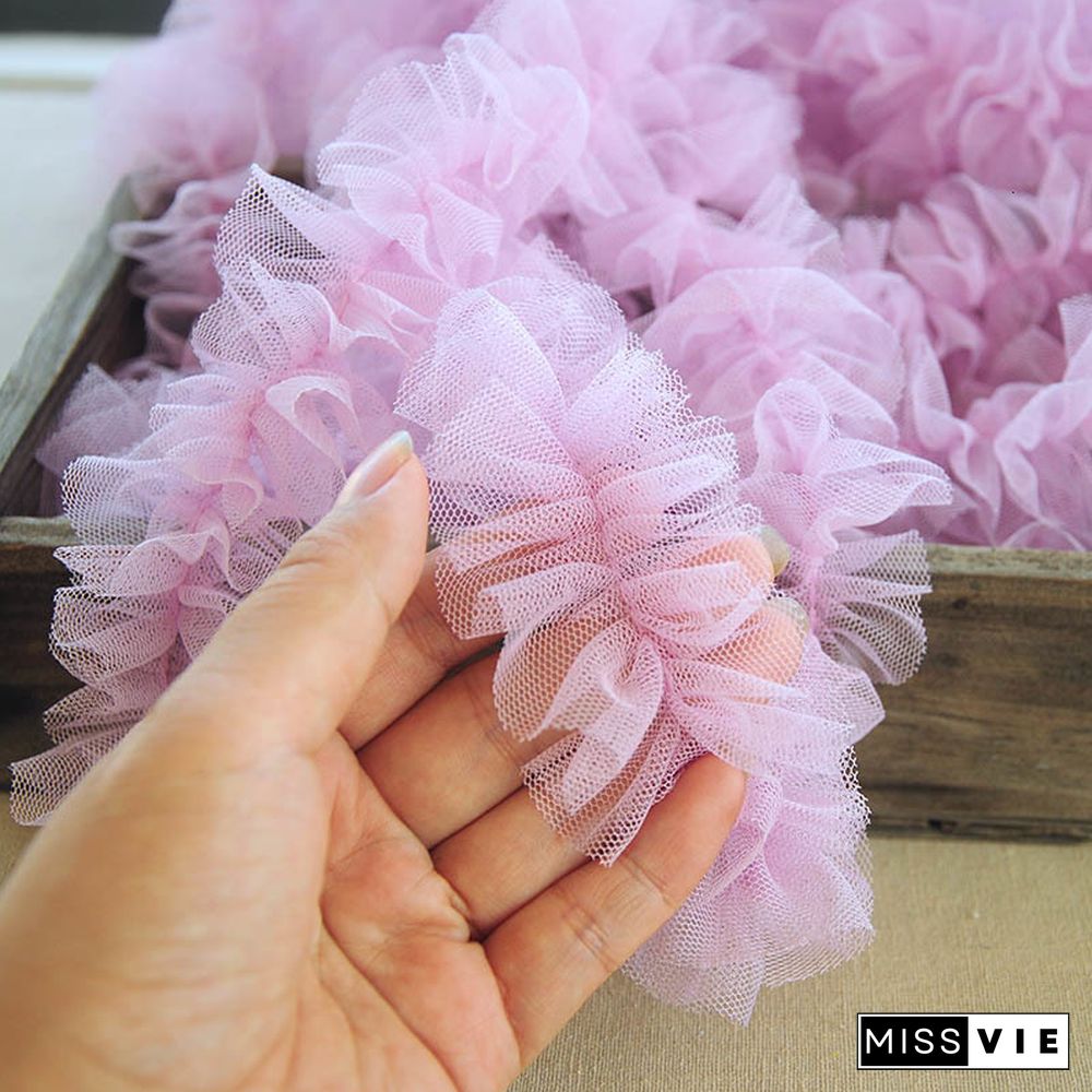 NEW 5cm Wide Color Mesh Middle Pleated Ruffled Tulle Lace Ribbon DIY Dress Skirt Hat Decoration Pet Toy Clothes Sewing Material