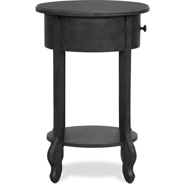 Finch James Round Wooden Accent Side Table with 1 Drawer