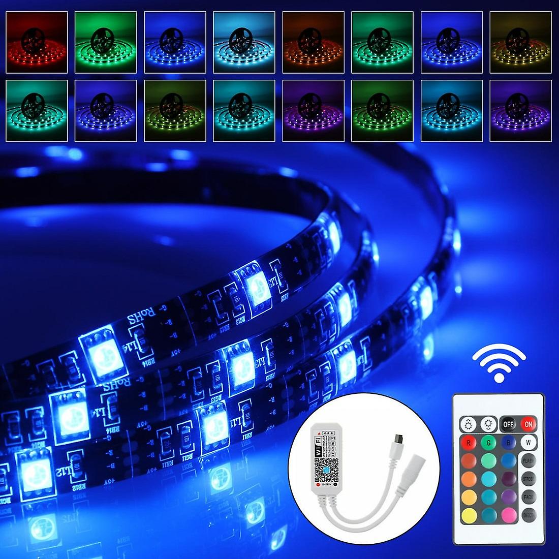 1m 2m 3m Usb Waterproof Ip65 Rgb 5050 Wifi Led Strip Light Kit With 24 Key Remote Control Dc5v