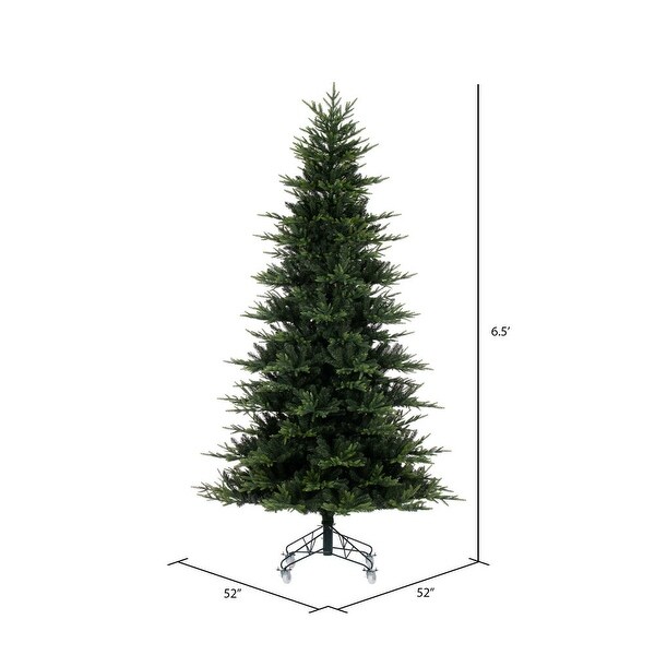 Vickerman 6.5' x 52 Vermont Fraser Fir Artificial Unlit Christmas Tree，Folding Metal Tree Stand