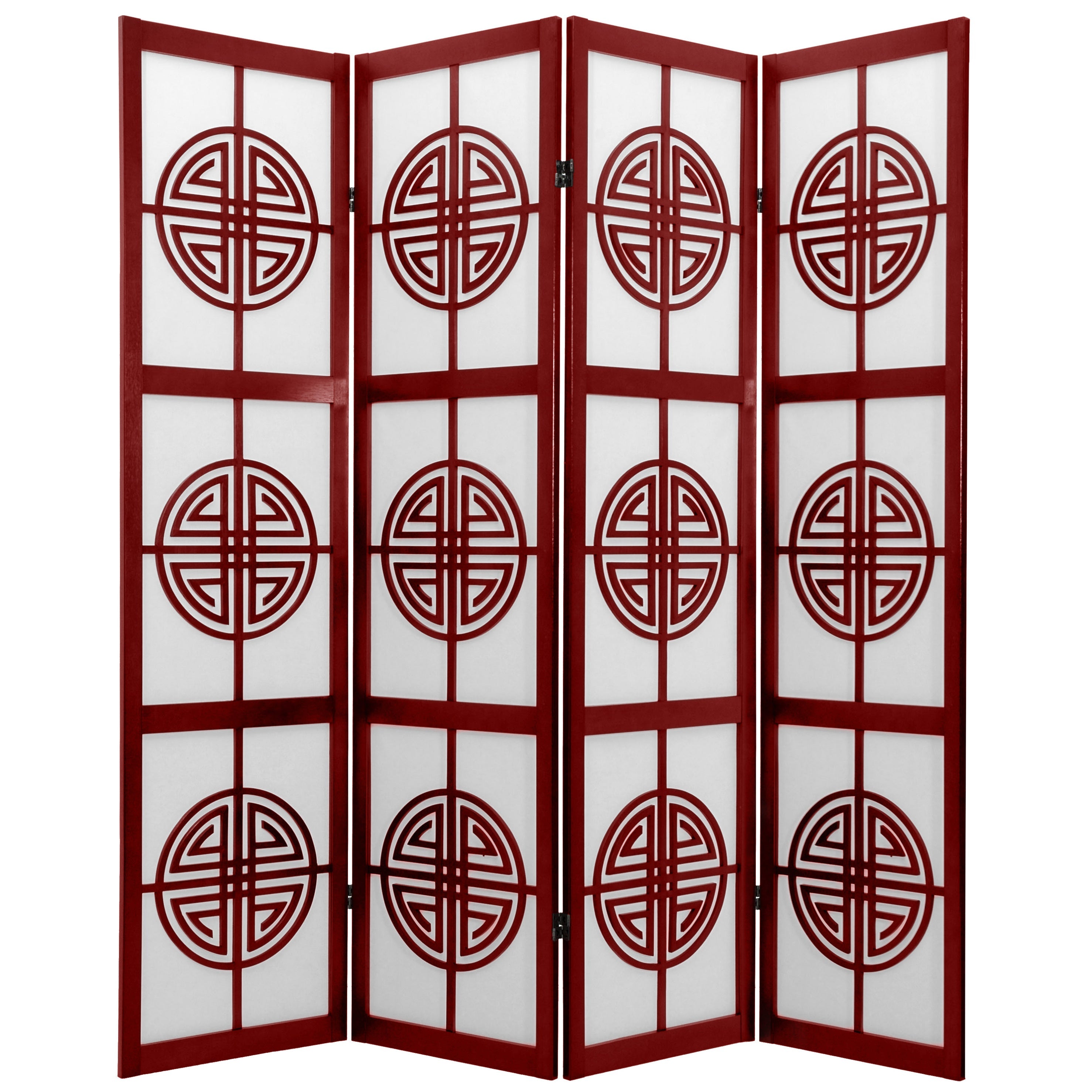 Oriental Furniture 6 ft. Tall Long Life Shoji Screen - 4 Panel - Rosewood