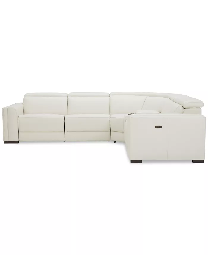 Furniture Jenneth 5-Pc. Leather L Sectional with 2 Power Motion Recliners