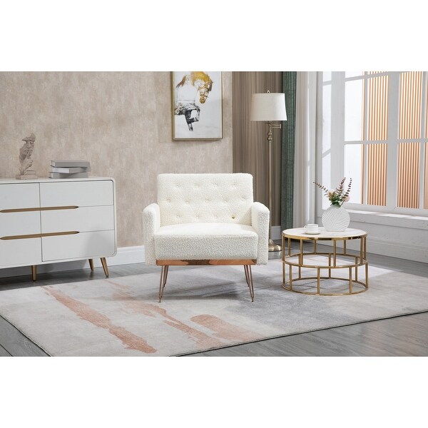 Accent Chair Leisure Single Sofa Chair with Rose Golden Feet Upholstered Side Chair Arm Club Leisure Reading Chair