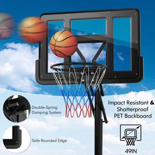 HONEY JOY Portable Basketball Hoop 8-10FT Height Adjustable Basketball Hoop System w44