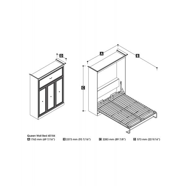 Bestar Versatile by Bestar 70'' Queen Wall bed in White