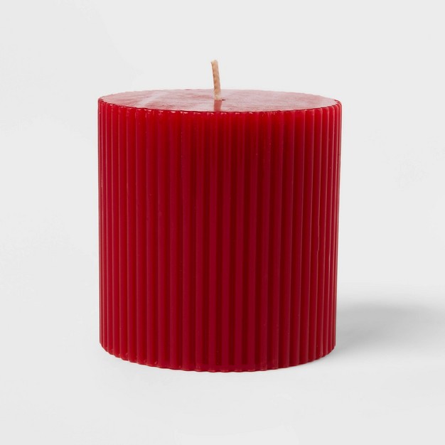 X 3 quot Ribbed Scented Pillar Candle Red