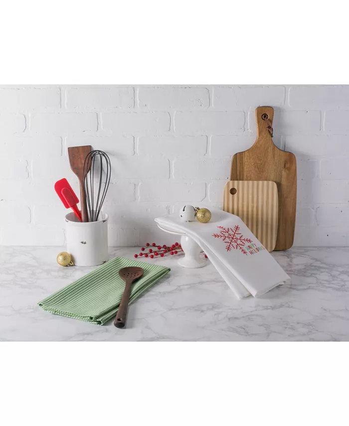 Design Imports Check Happy Holidays Dishtowel Set