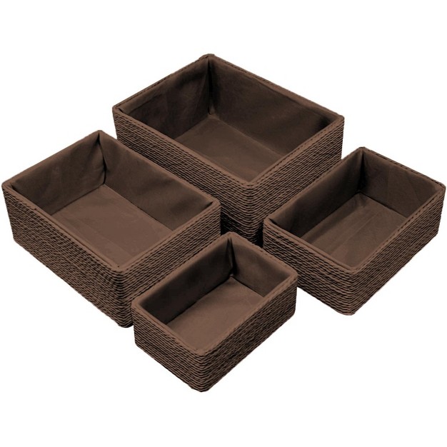 Sorbus Woven Storage Basket 4 piece Set