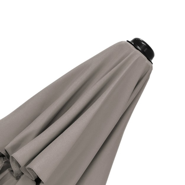 9 x27 X 9 x27 Steel Market Polyester Patio Umbrella With Crank Lift And Push button Tilt Taupe Astella