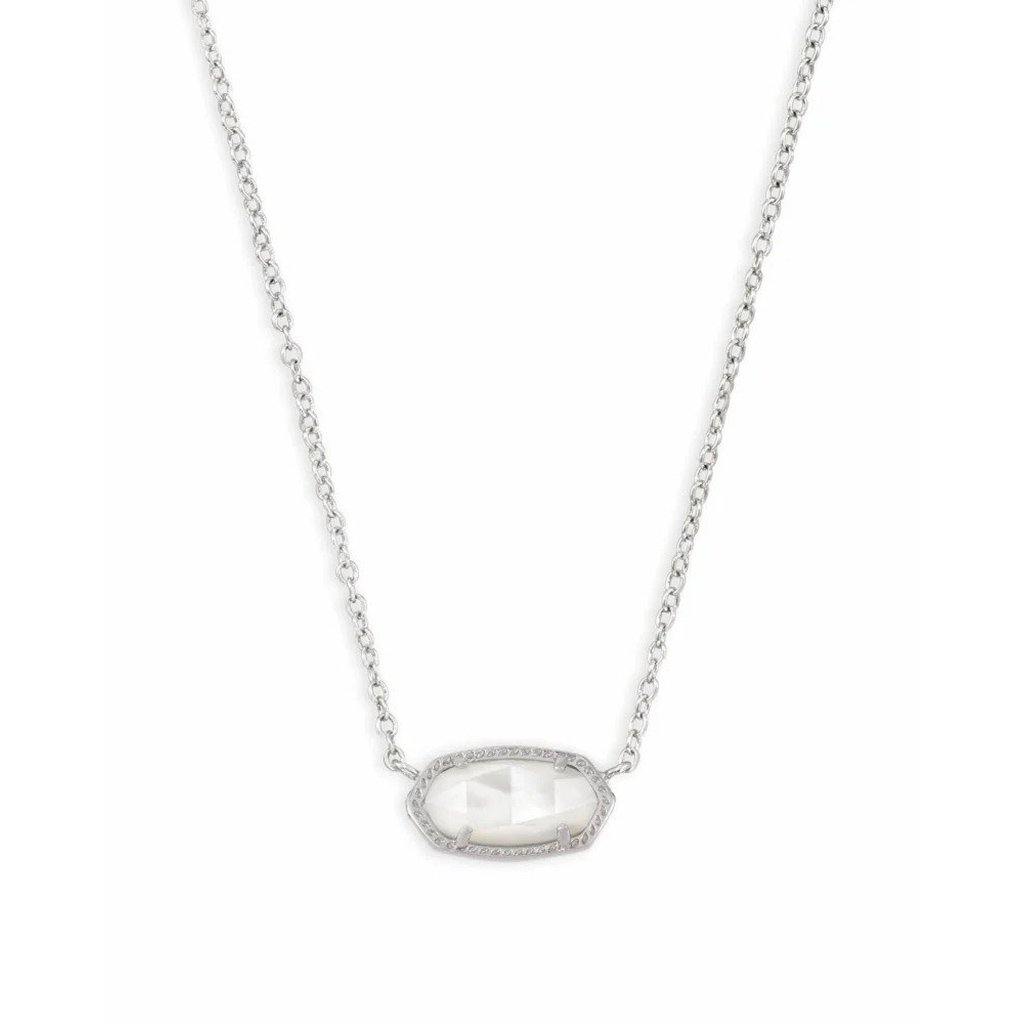 Kendra Scott  Elisa Silver Short Pendant Necklace In Ivory Mother-Of-Pearl