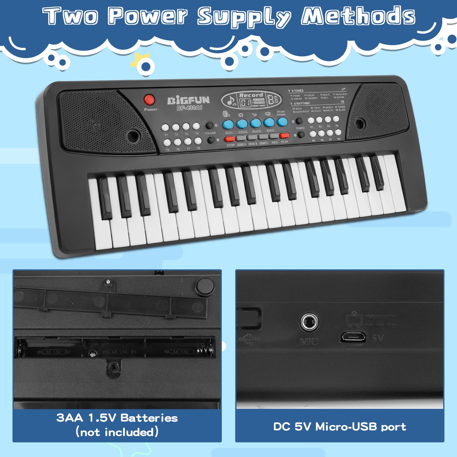 Shayson Kids Piano Keyboard， Piano for Kids with Microphone Musical Toys for 3-6 Year Old Boys Girls