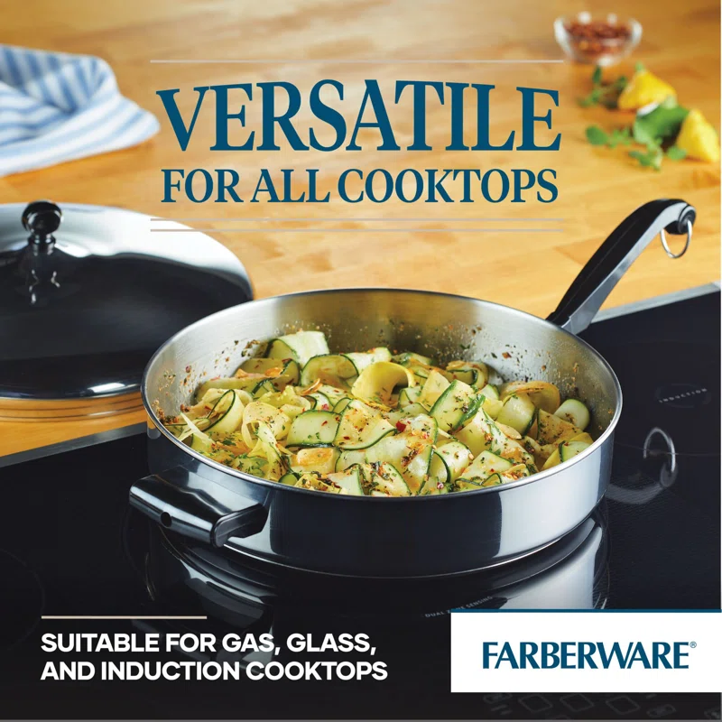 Farberware 50012 Classic Series 4.5 qt. Stainless Steel Nonstick Saute Pan with Lid