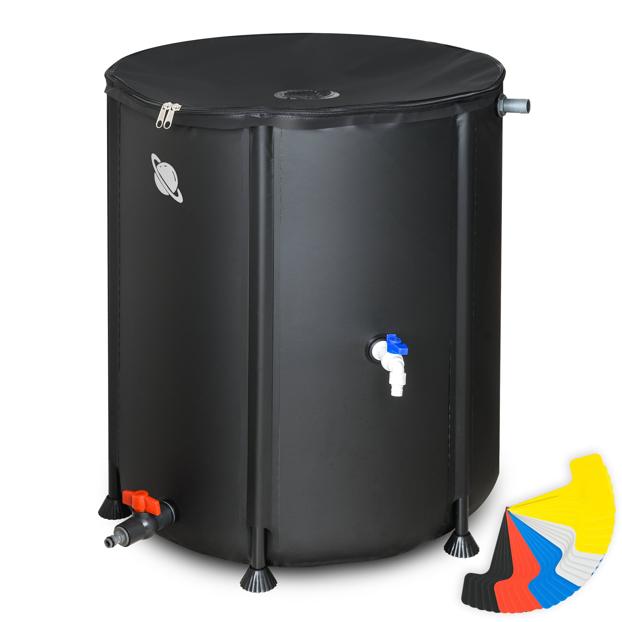 LOSTRONAUT 53 gal. Black PVC Rain Barrel With UV Resistant， Heat Resistant， Freeze Resistant and Crack Resistant