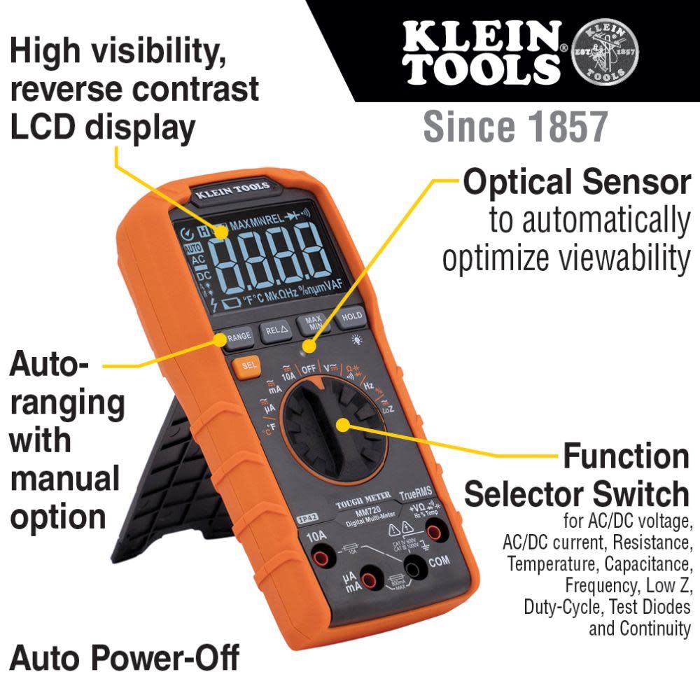 Klein Digital Multimeter TRMS Auto 1000V ;