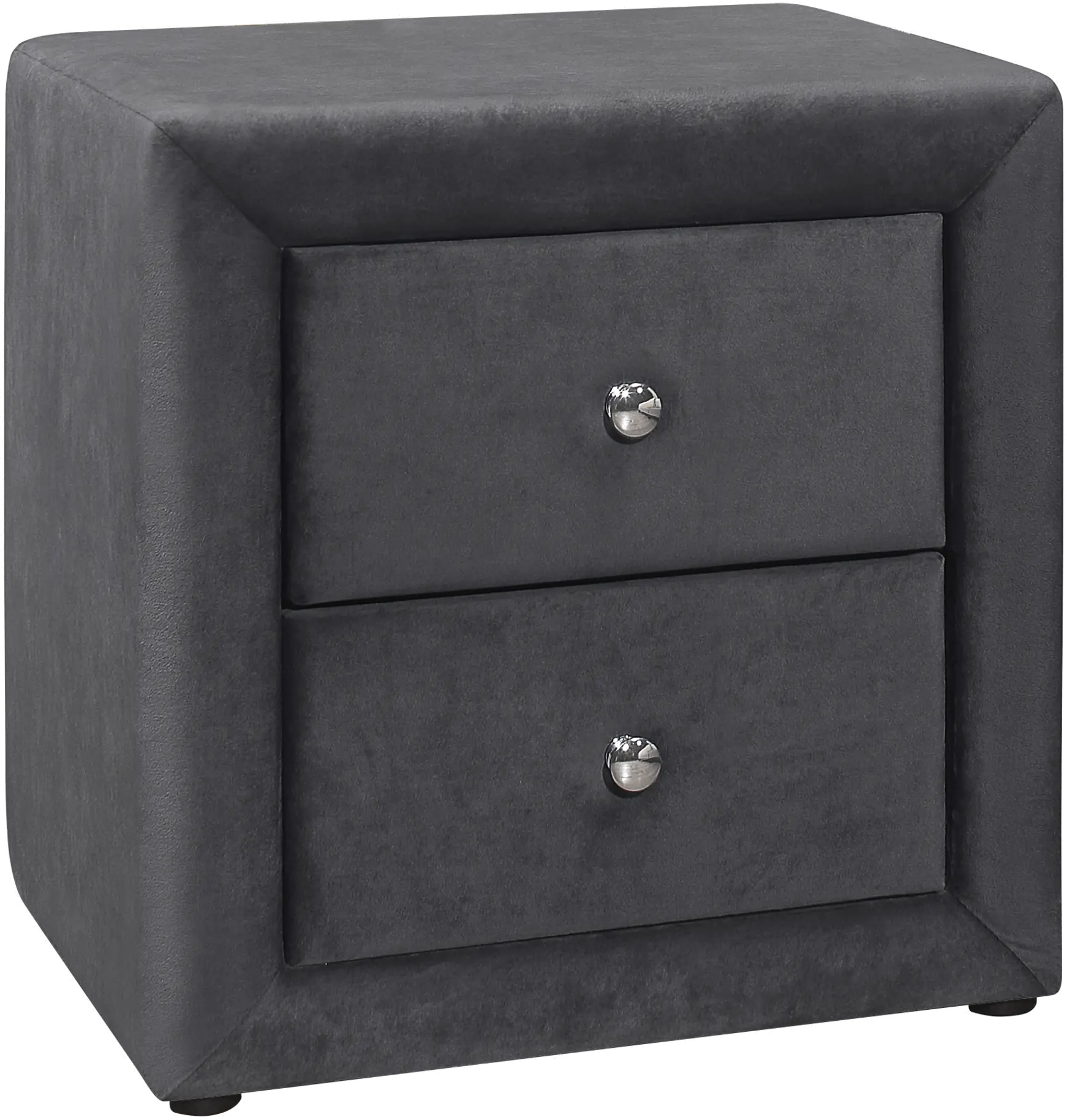 Felina Dark Gray Velvet 2 Drawer Nightstand