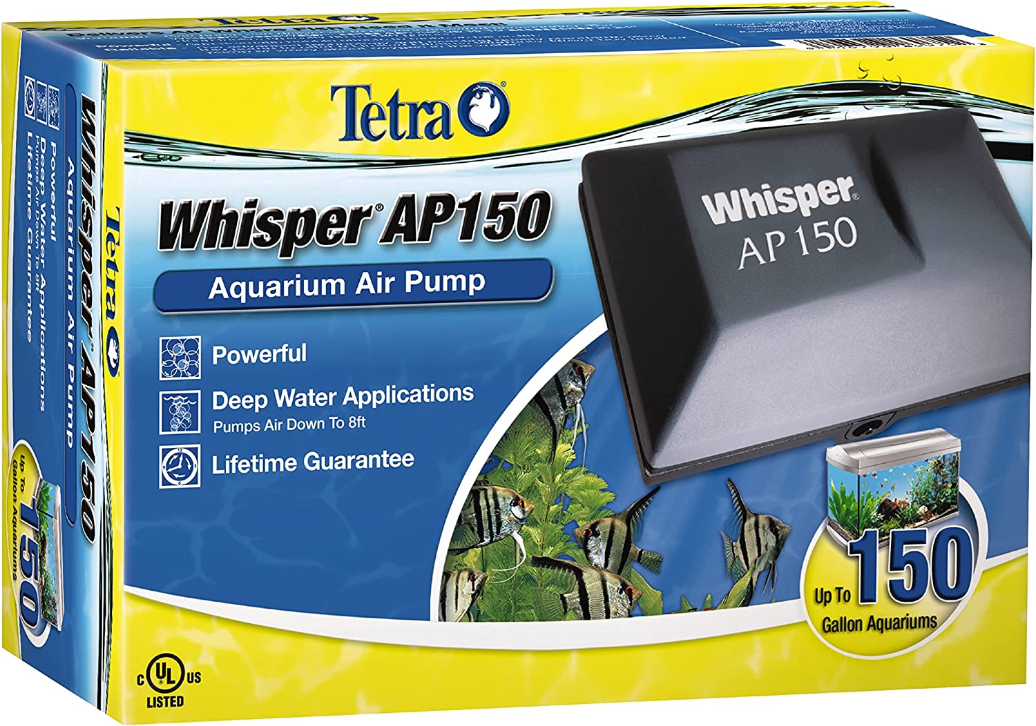 Tetra Whisper AP150 aquarium Air Pump， For Deep Water Applications