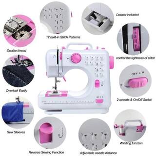 Advanced Crafting Sewing Machine 12 Built-In Stitches Cute Pink FHSM-505