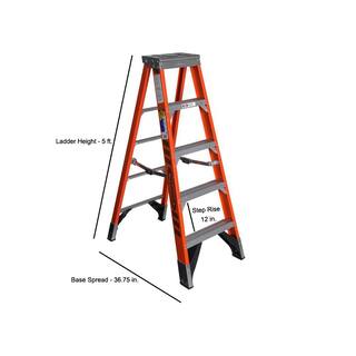 Werner 5 ft. Fiberglass Step Ladder with 375 lb. Load Capacity Type IAA Duty Rating 7405