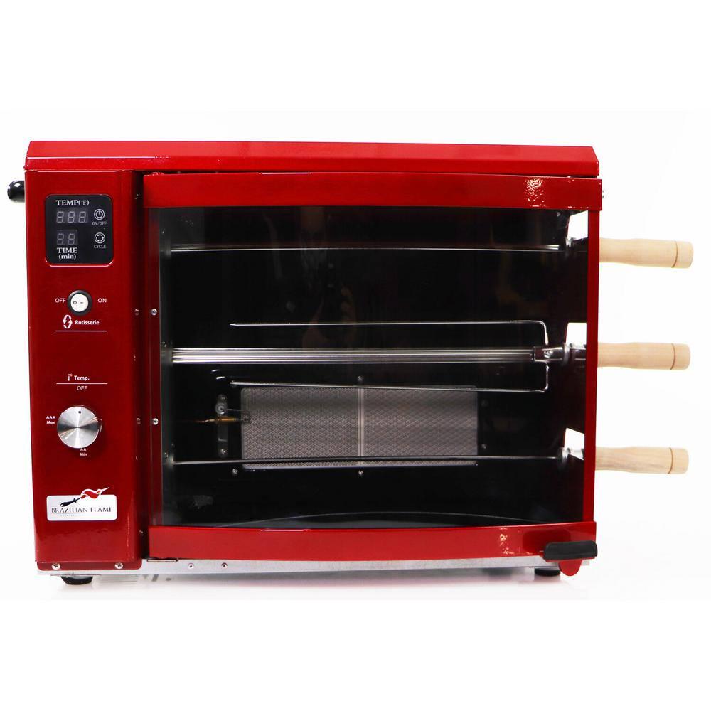 BRAZILIAN FLAME Portable Propane Gas Rotisserie Grill in Red