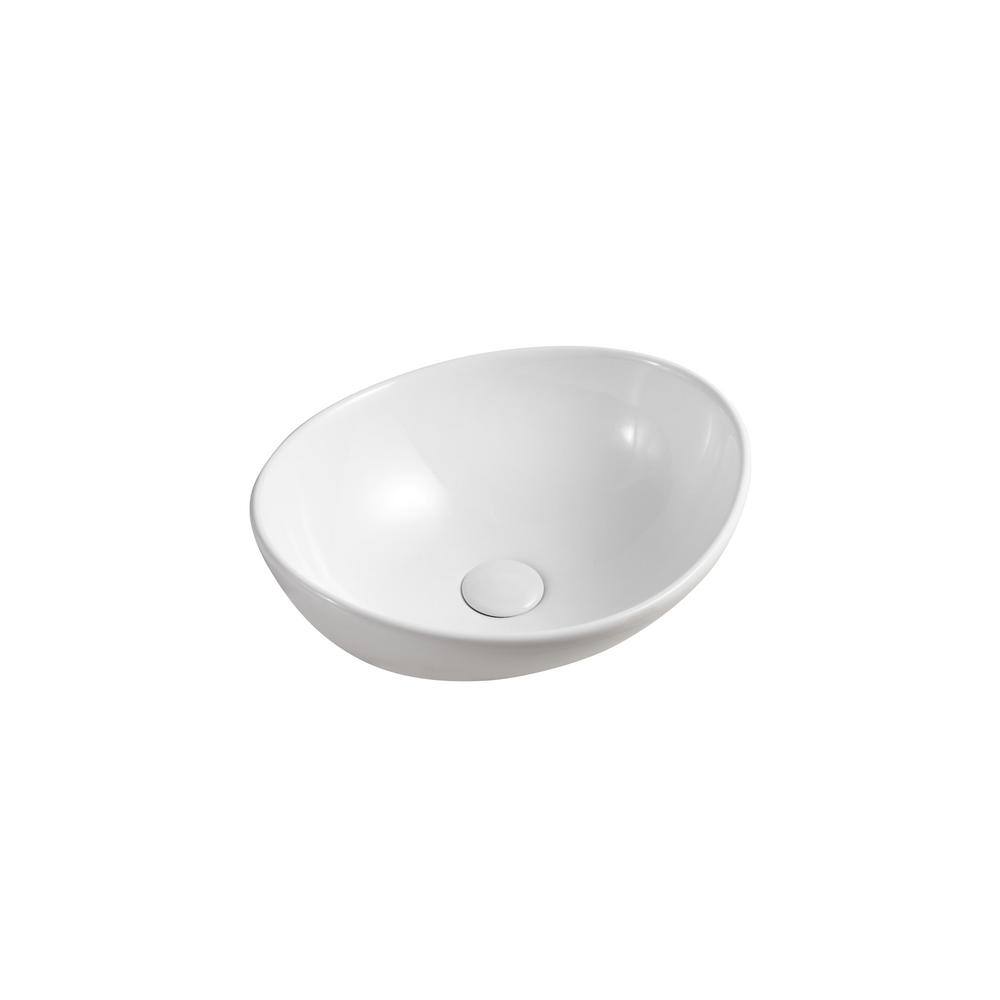 Elanti Oval Vessel Bathroom Sink in White EC9838