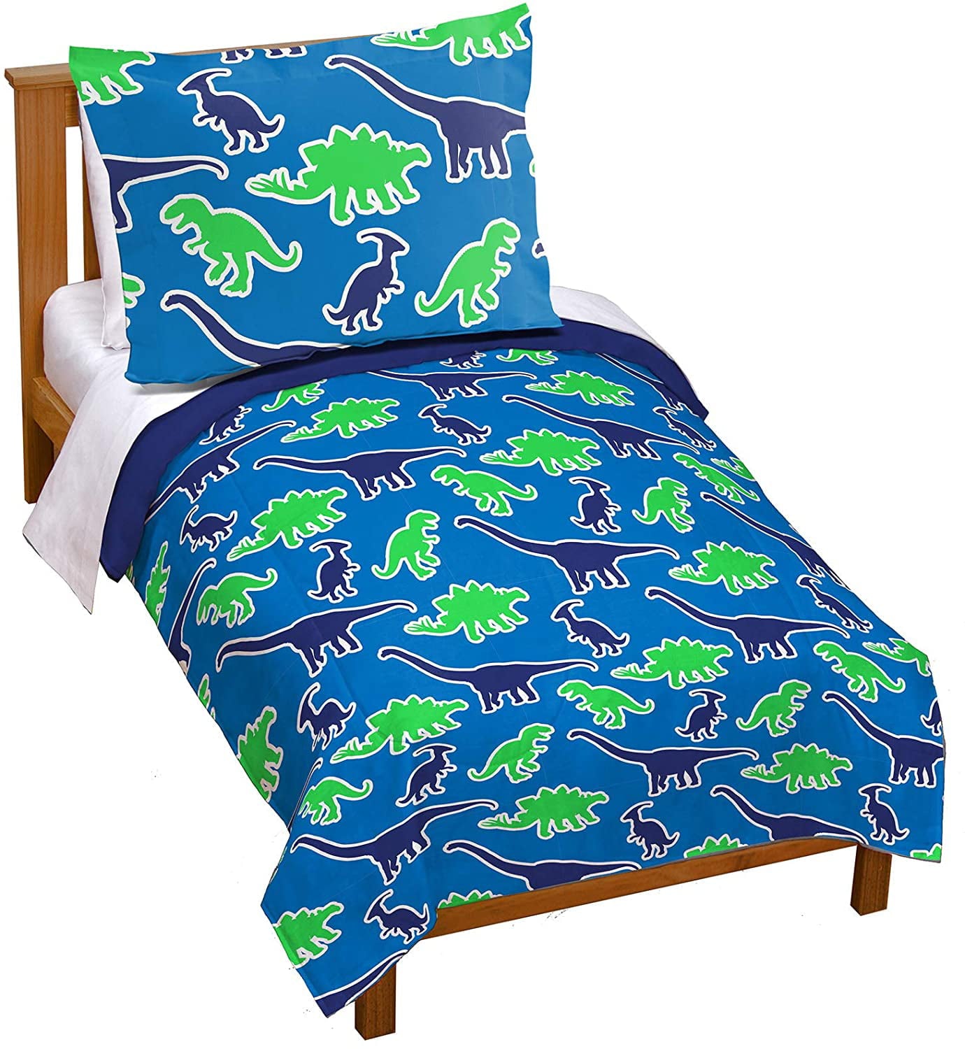 Trend Collector Dino Glow In The Dark Toddler Comforter and Sham Set， Kids Bedding