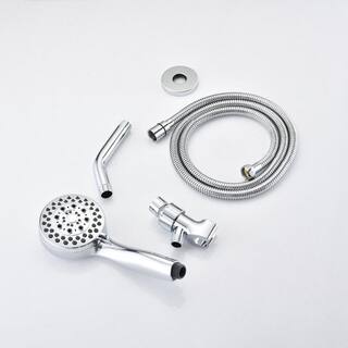 Aurora Decor ACAD 5-Spray Patterns 1.8 GPM 3.5 in. Wall Mounted Handheld Shower Head with Hose in Chrome FAMSH2B5B002CH