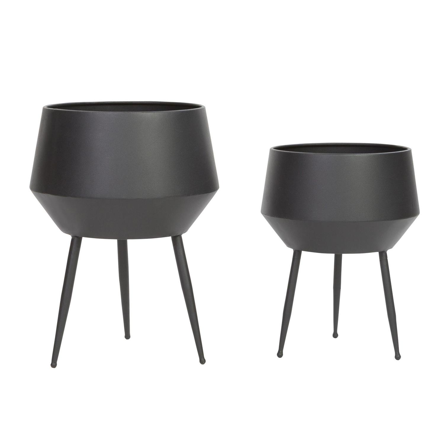 Huxley Mid Century Modern Planters 8211 Black (Set of 2)  Crowdfused