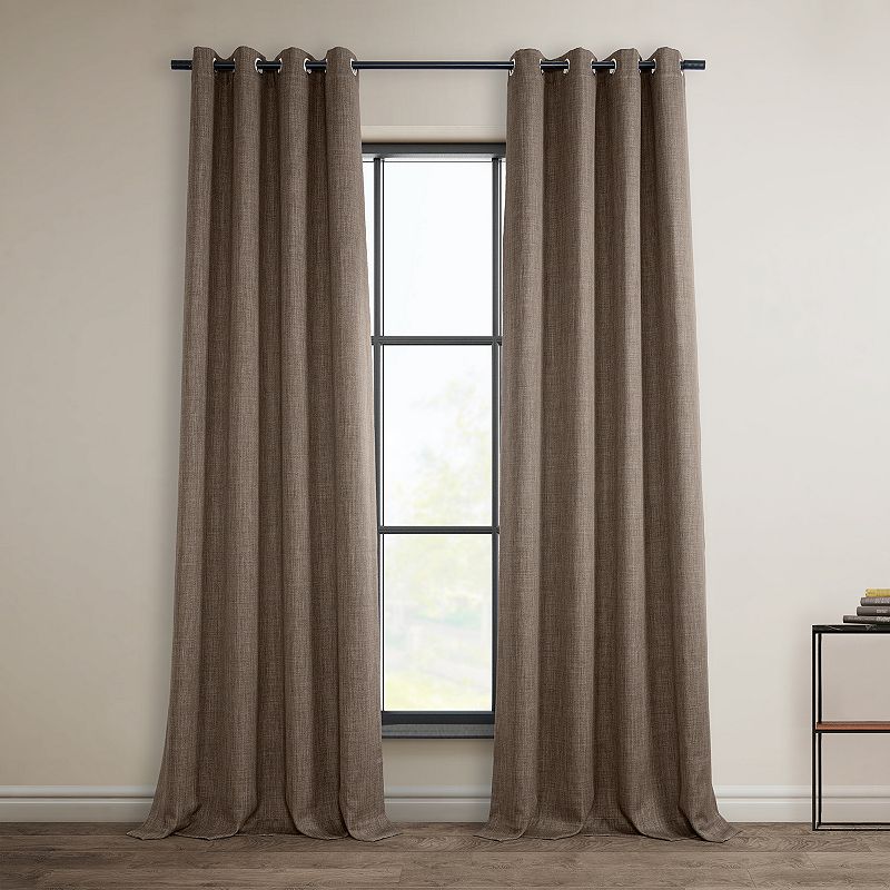 EFF Faux Linen Grommet Room Darkening Window Curtain