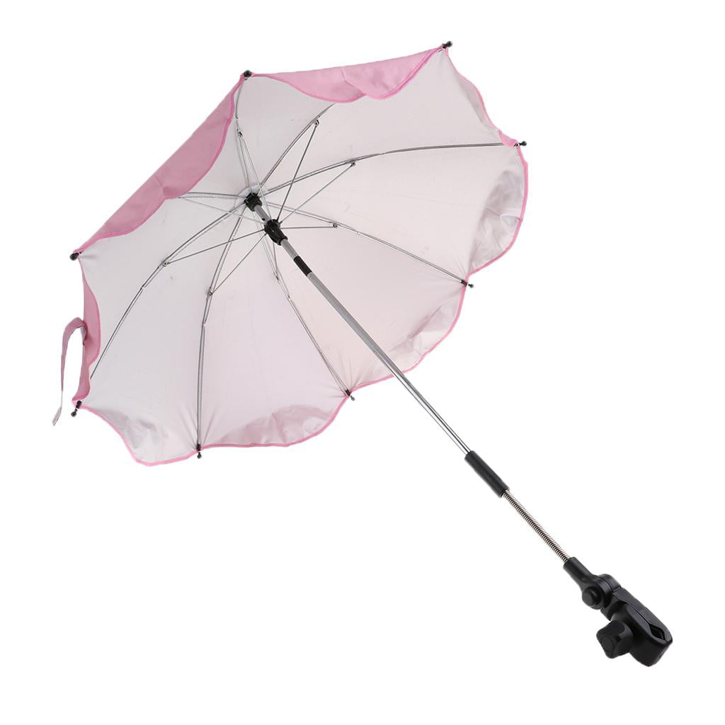 Canopy Umbrella for Beach Camping Hiking， Stroller Shelter， Sun ， Foldable， Rotating， Adjustable， Durable ， Pink， 68x65cm