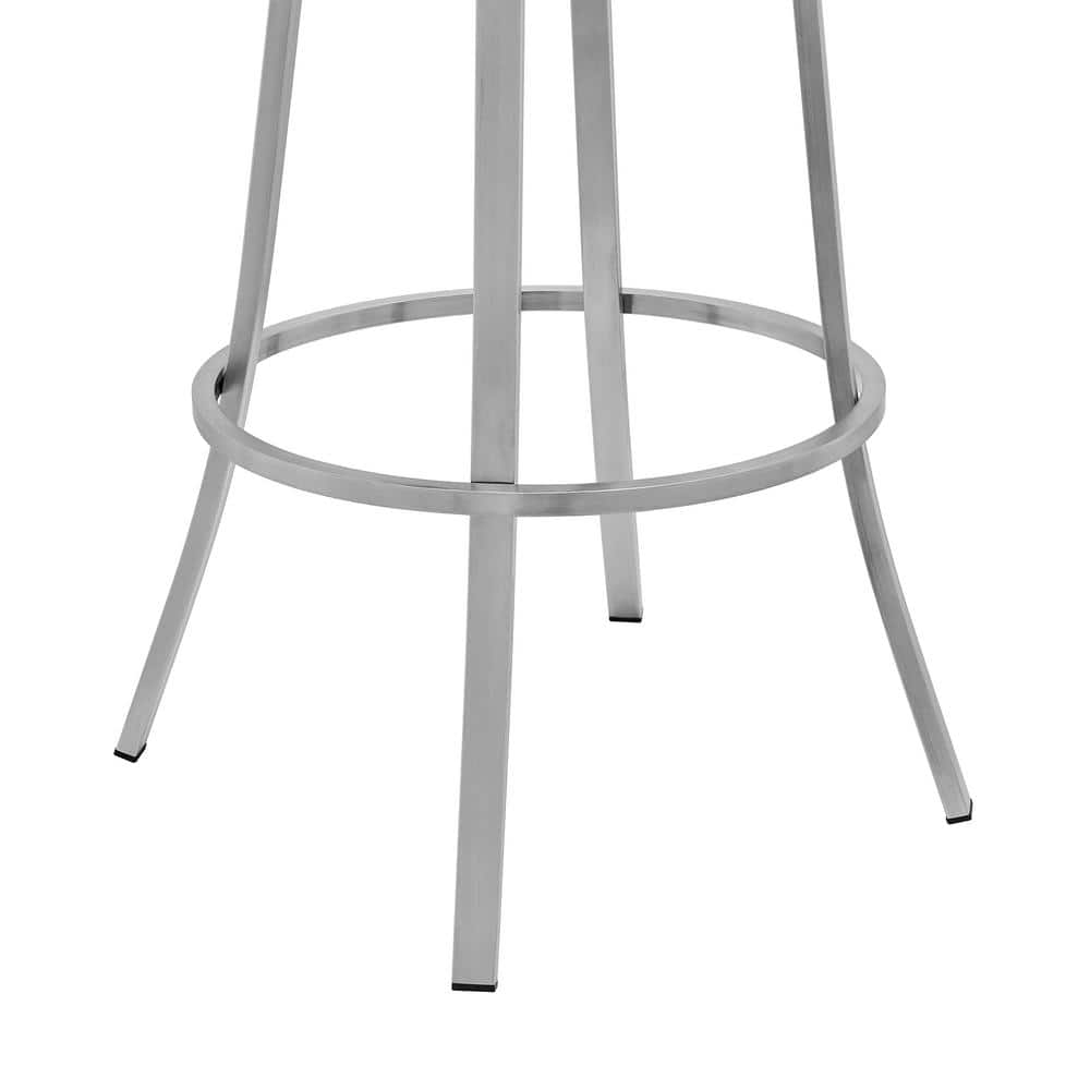 Armen Living Palmdale Brushed Stainless Steel Swivel Modern Faux Leather Bar and Counter Stool LCVLBABSSG30