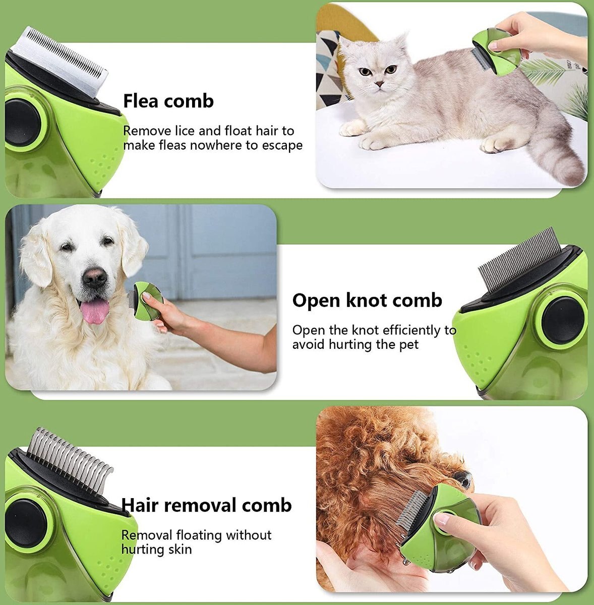 Pet Republique Deshedding + Dematter + Pin Brush 3 in 1 Grooming Brush Tool for Dogs and Cats