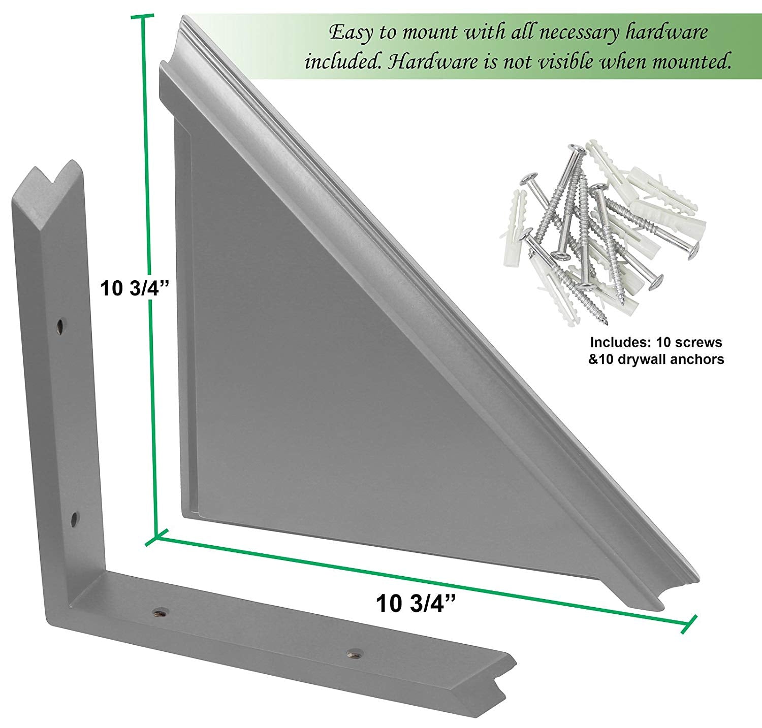 Greenco Corner Wood Floating Shelves for Wall Gray Finish, 2-Pack