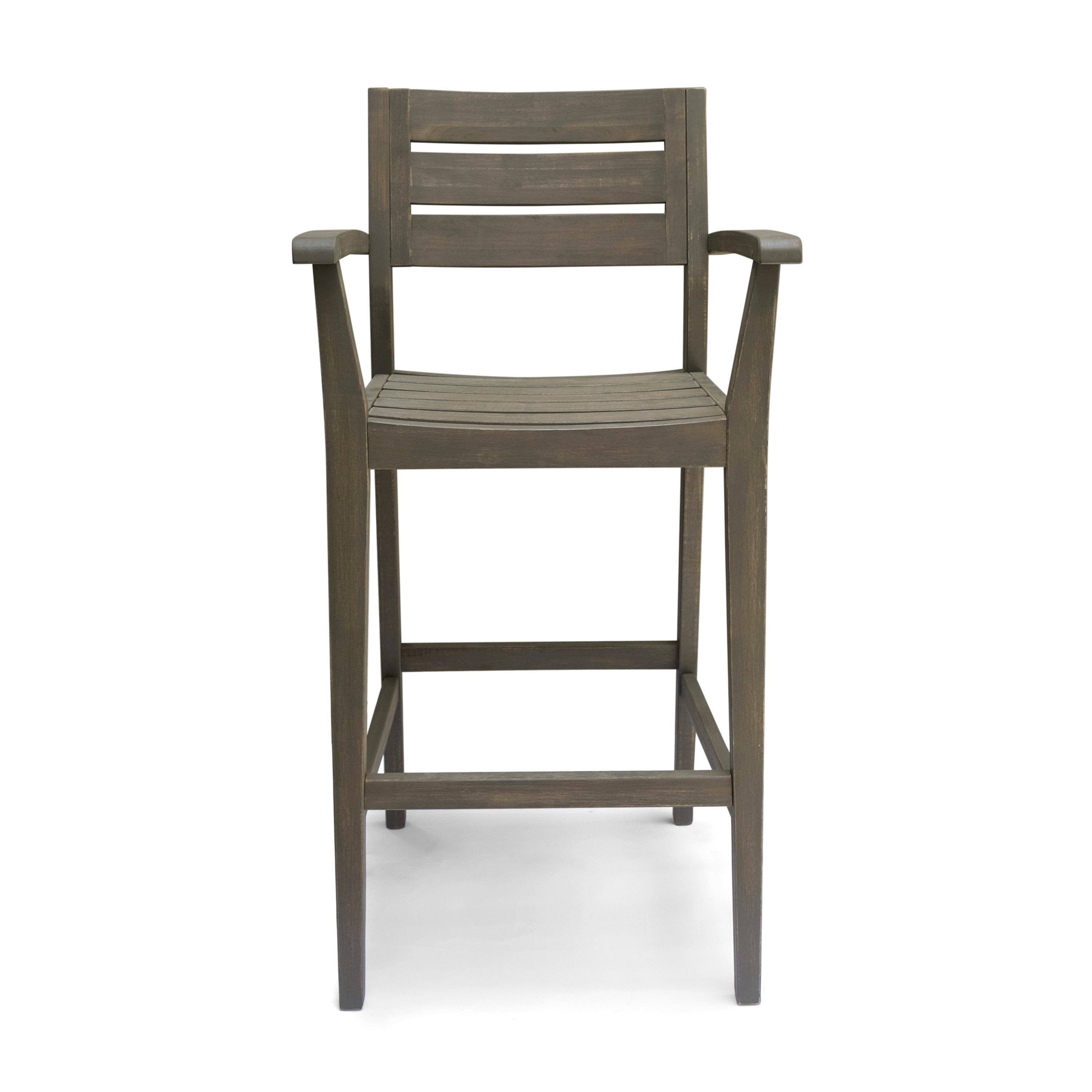 Lera Outdoor Rustic Acacia Wood Barstool (Set of 2)