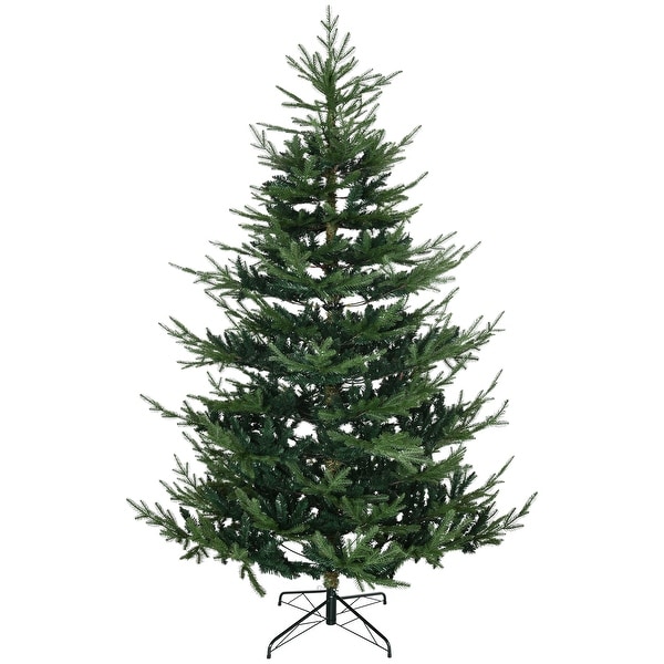 7.5 Foot Artificial Christmas Tree，Pine Hinged Xmas Tree with 1218 Realistic Branches，Steel Base，Auto Open，Green