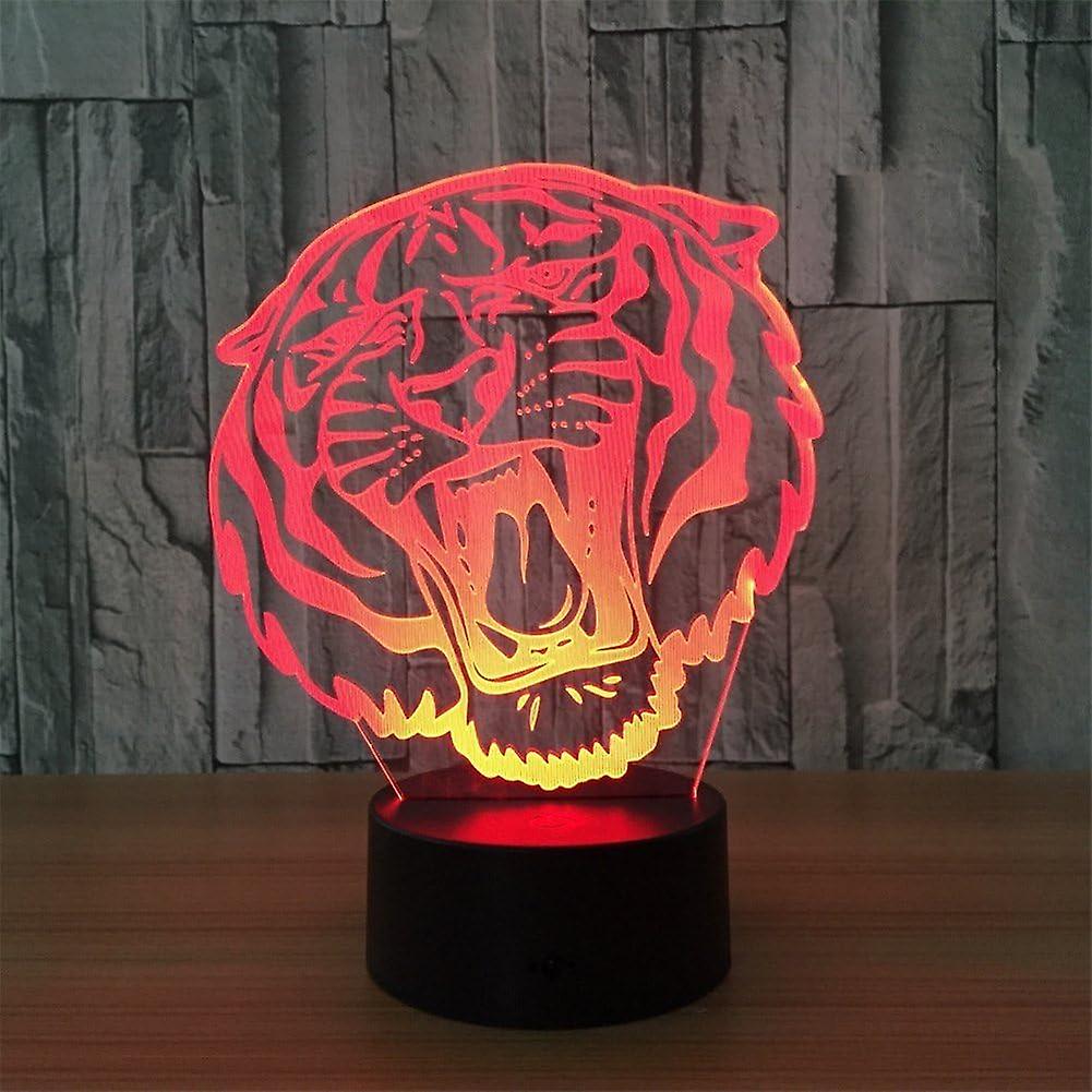 Abstractive 3d Optical Illusion Animal Tiger Colorful Lighting Effect Touch Switch Usb Powered Led Decoration Night Light Desk Lamp