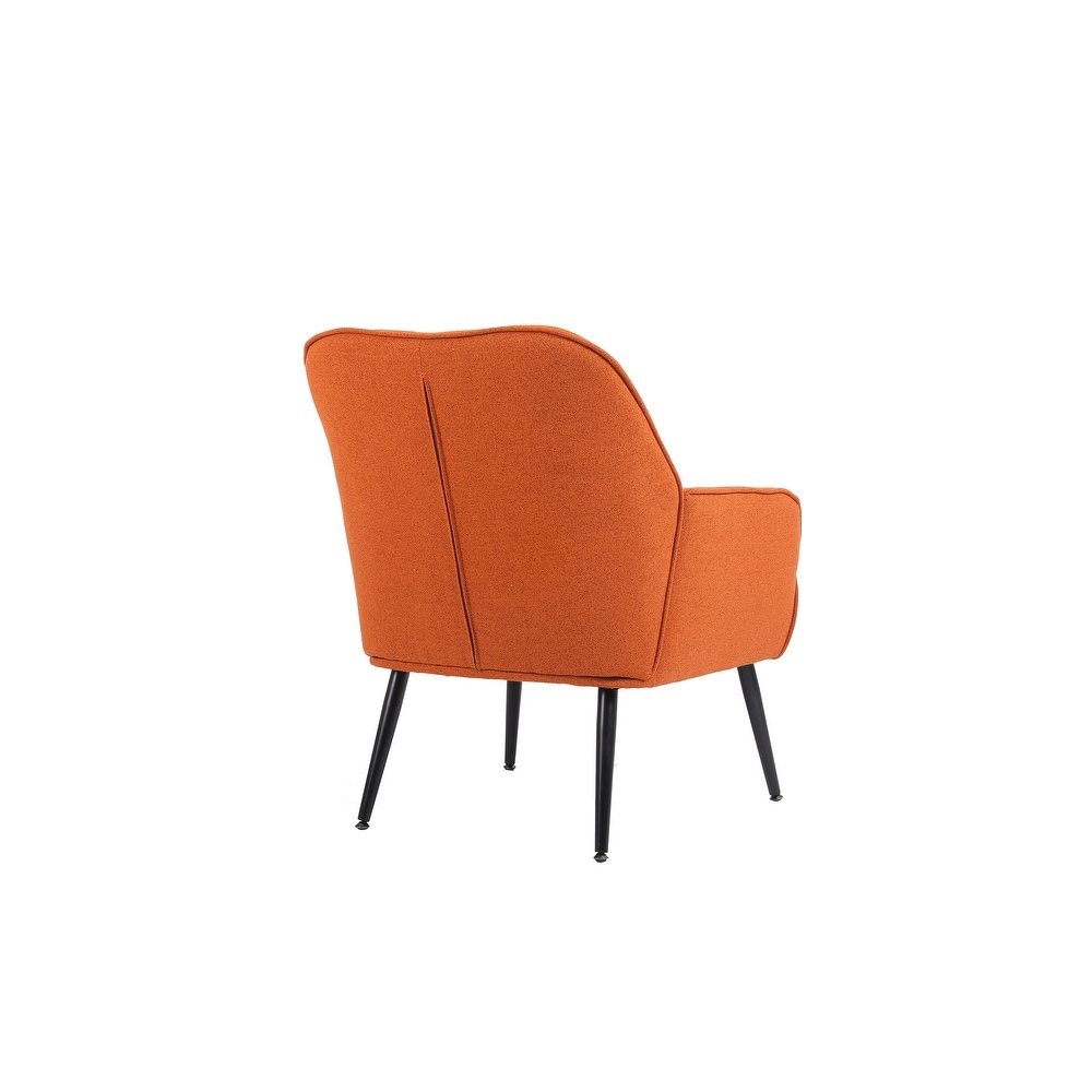 Modern Sloped Arms Armchair Orange Velvet Barrel Chair Lounge Chairs Button Tufted Dining Desk Chairs Single Sofa Side Chairs