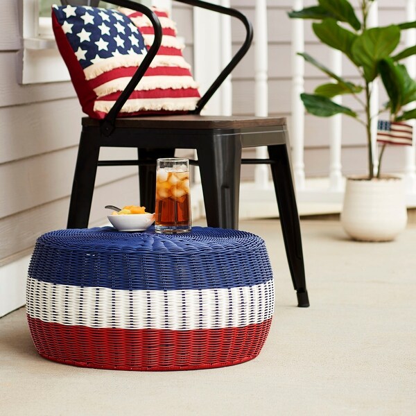 Household Essentials Handwoven Resin Ottoman Table