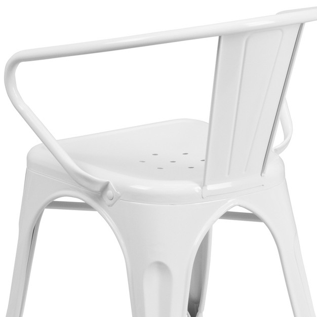 Emma And Oliver Commercial Grade 4 Pack Metal Indoor outdoor Chair With Arms