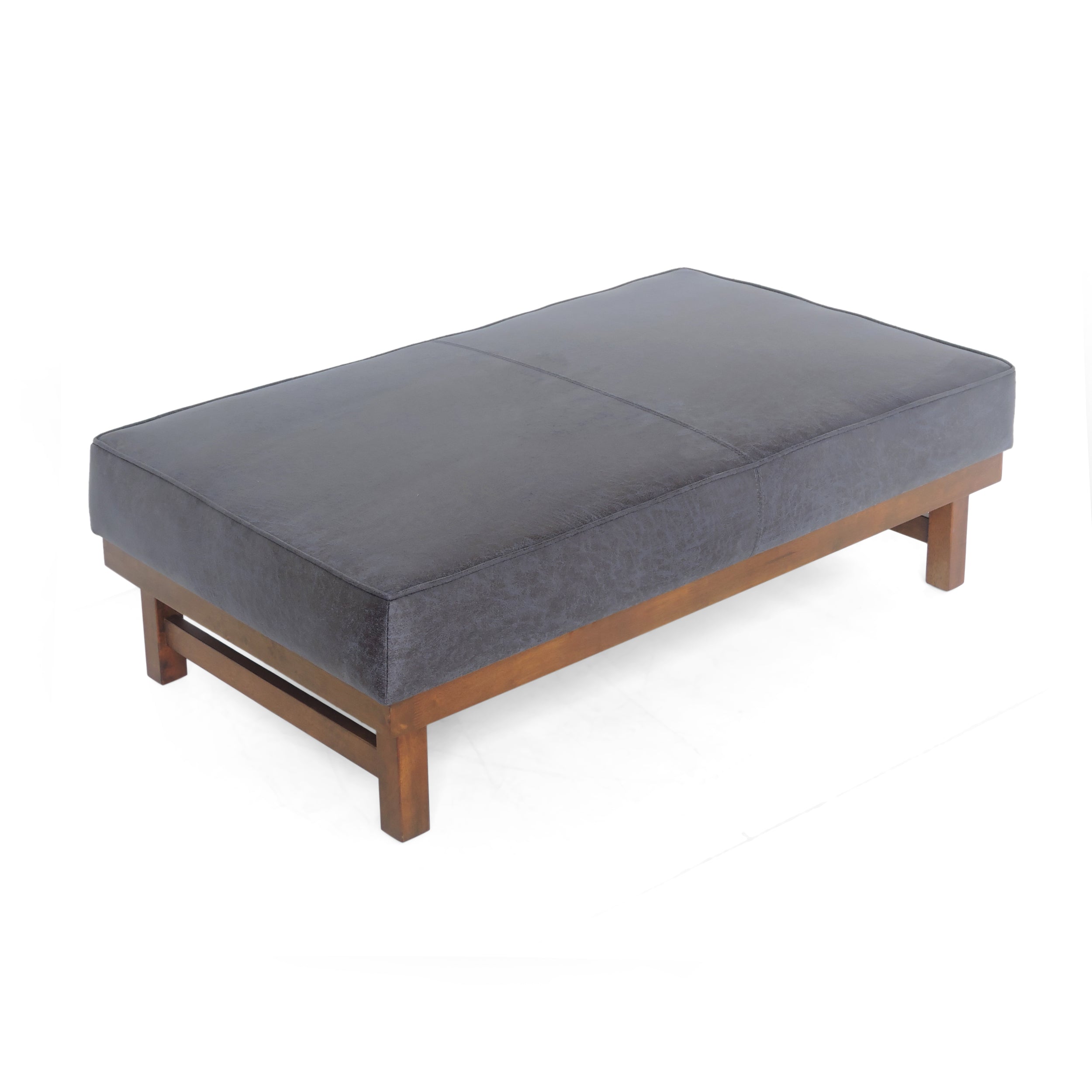 Temzyl Modern Microfiber Cocktail Ottoman with Wood Frame