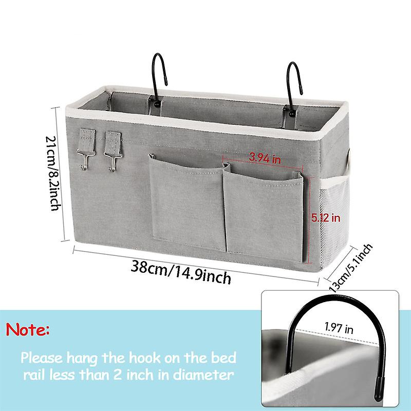 Bedside Storage Bag Hanging Organizer for Bunk and Hospital Beds Dorm Rooms Bed Rails Placing Glasses Books Mobile Phones Keys