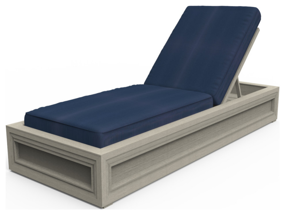 Madison Chaise Lounge  Wire Brushed Gray Teak Wood   Transitional   Outdoor Chaise Lounges   by Cavan  Houzz